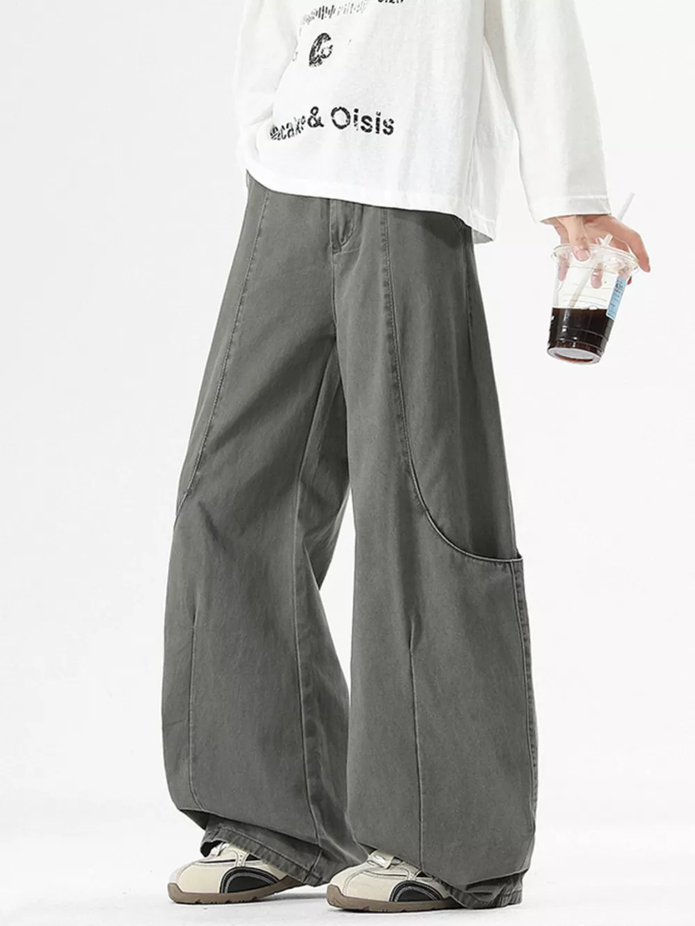 Men's Wide Leg Casual Cargo Pants, image 6