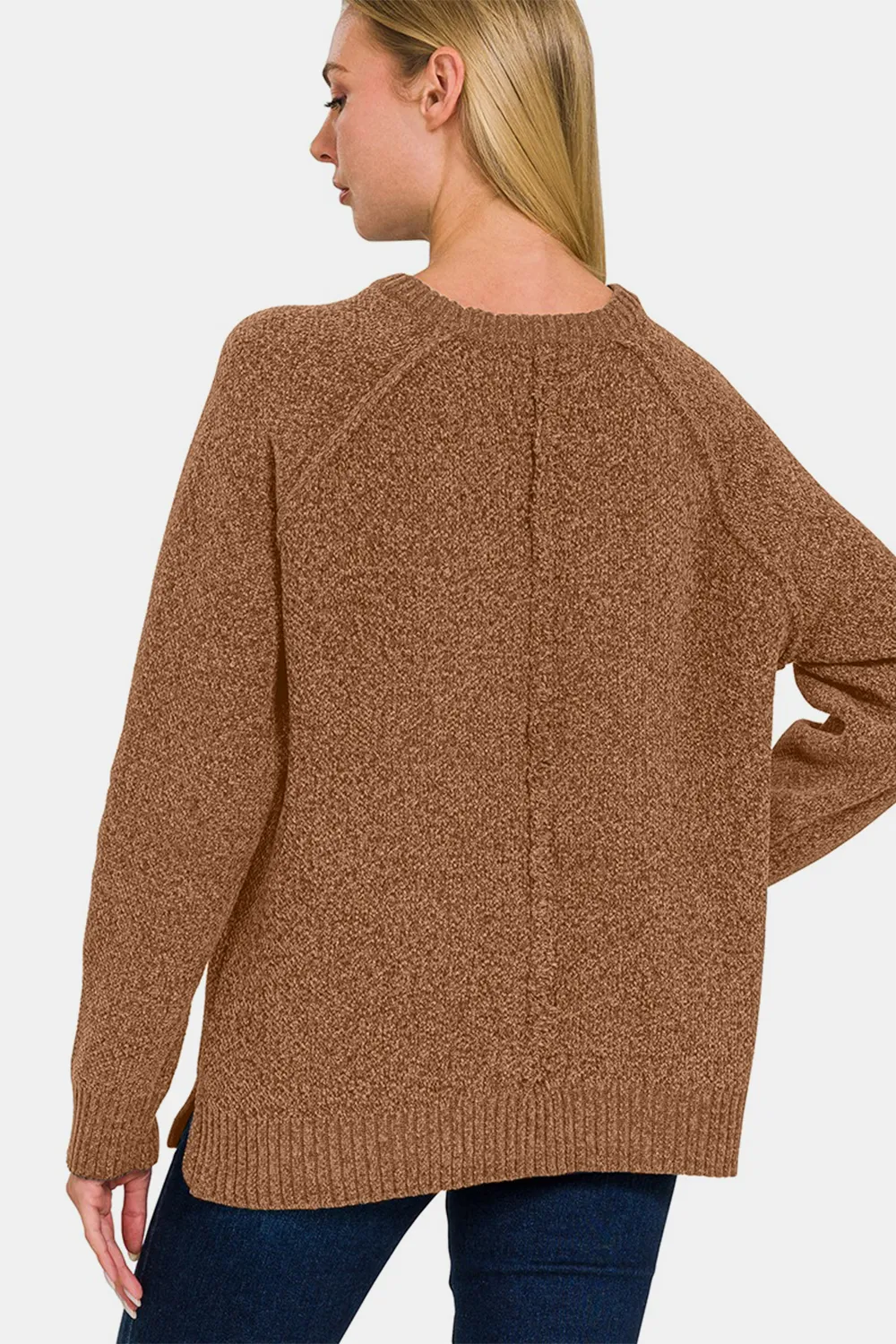 Side Slit Raglan Sleeve Sweater, image 2