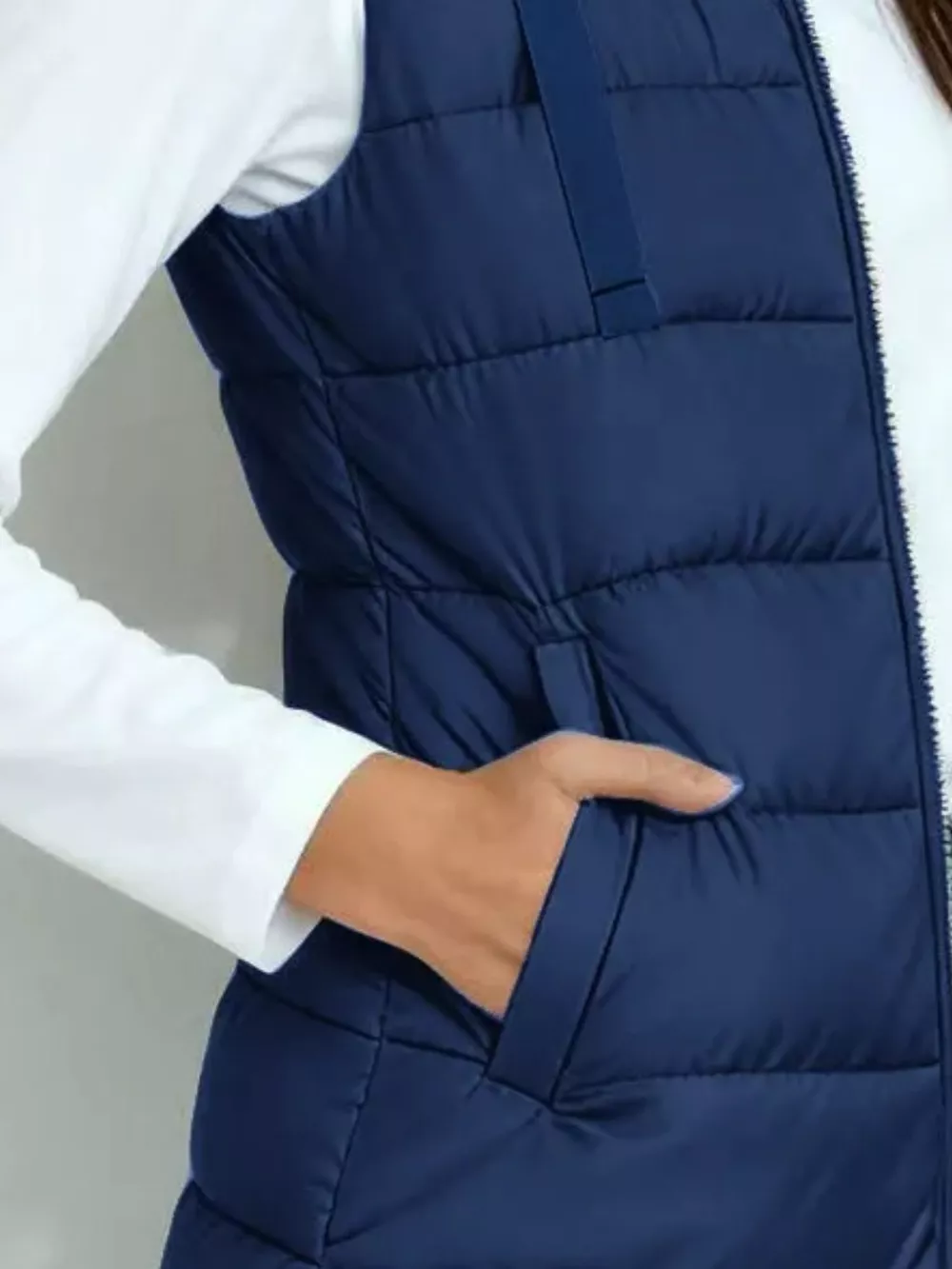 Zip Up Longline Hooded Puffer Vest Coat, image 6