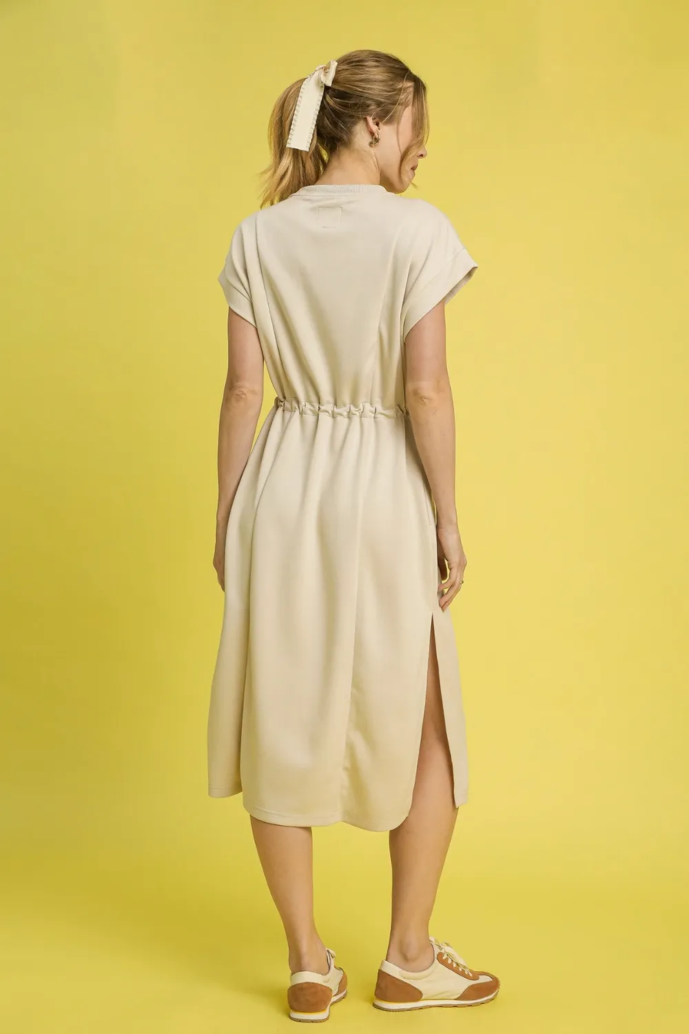 Side Slit Short Sleeve Midi Tee Dress, image 2