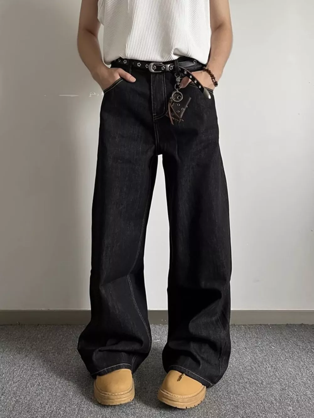 Men's Full Size Wide Leg Wash Jeans Plus Size