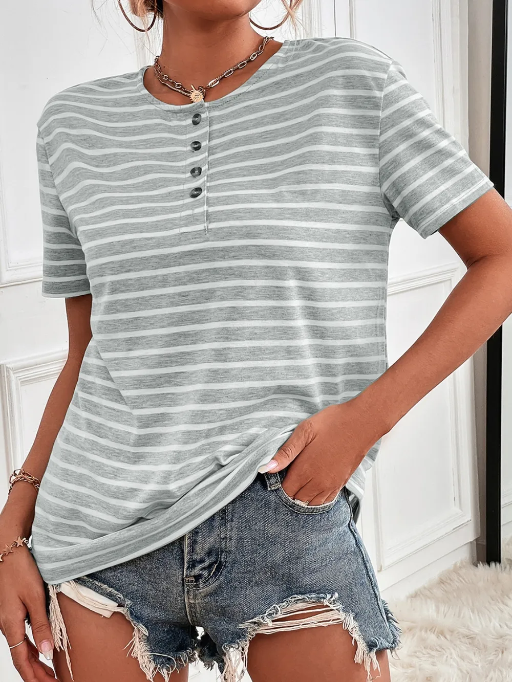 Striped Short Sleeve Top, image 11