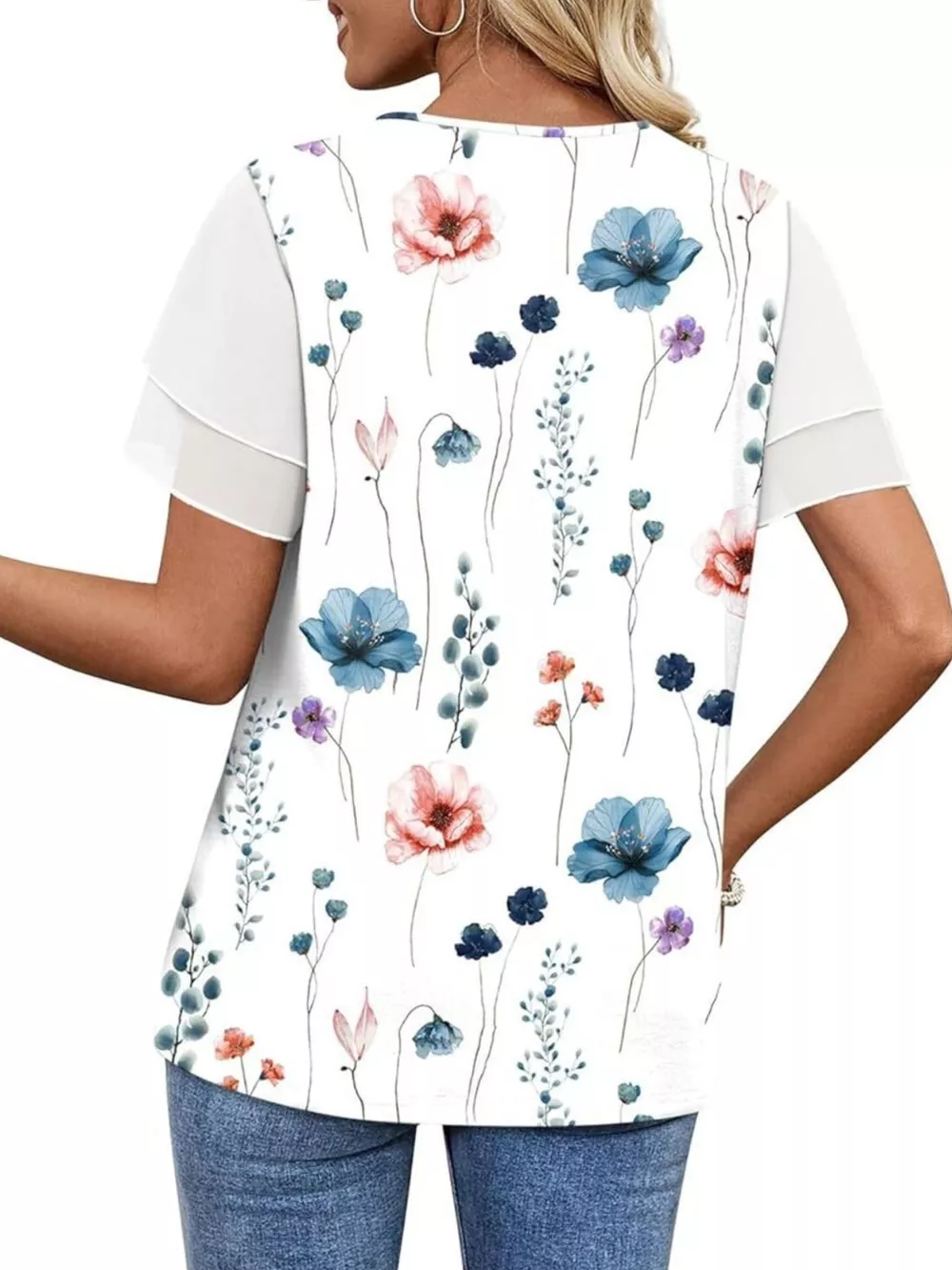 Layered Short Sleeve Round Neck T-Shirt, image 9