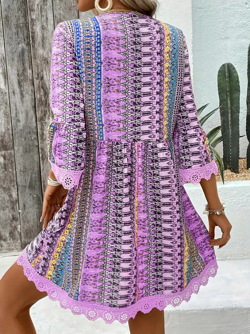 Printed V-Neck A-Line Dress, image 13