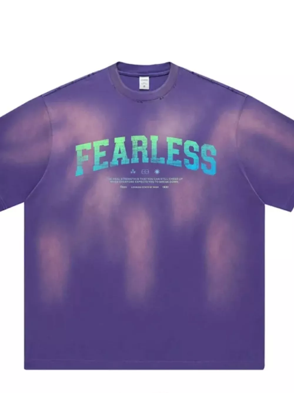 Men' s Fearless Round Neck Wash T-Shirt, image 2