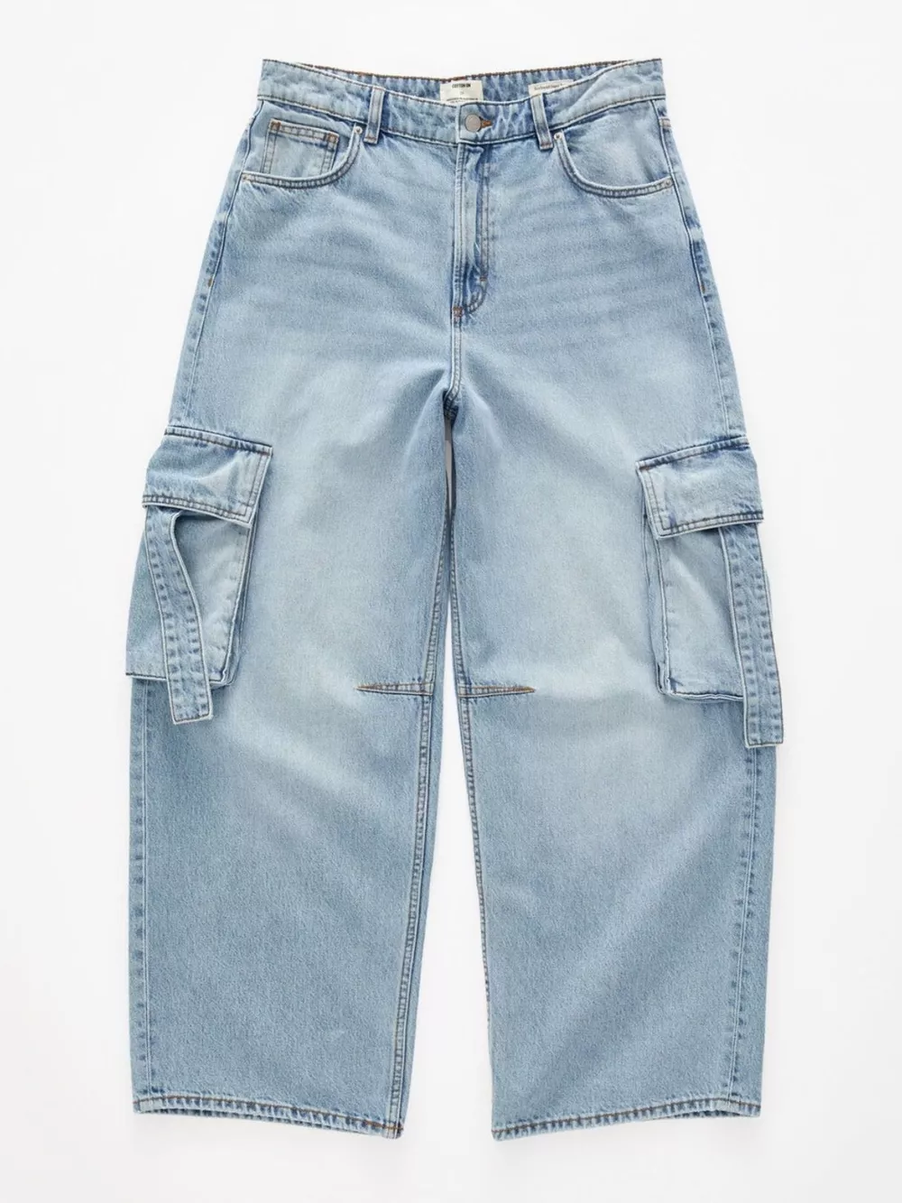 Vintage Wash Wide Leg Cargo Jeans, image 10