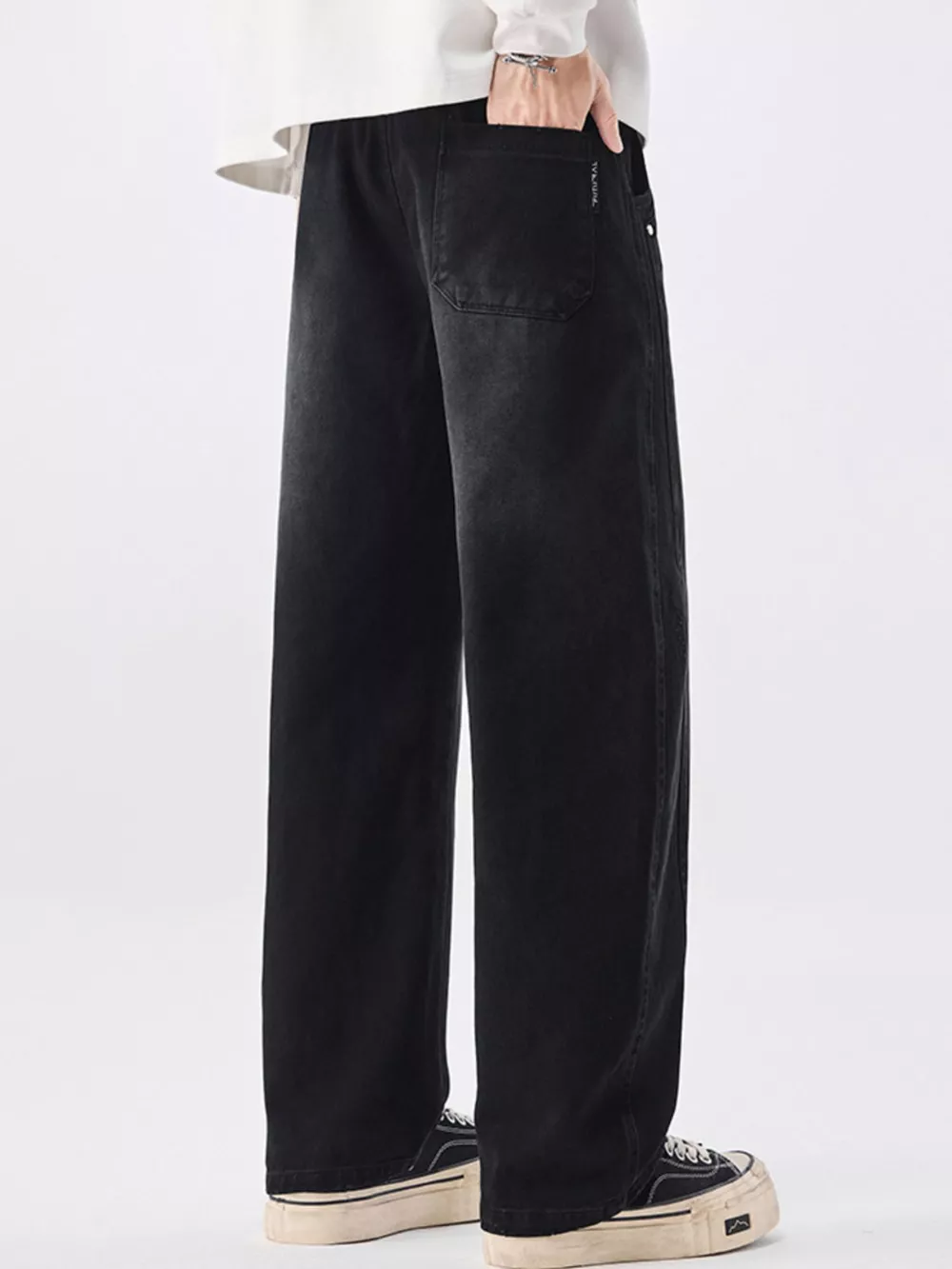 Men's Plus Size Vintage Wash Wide Leg Pants, image 4