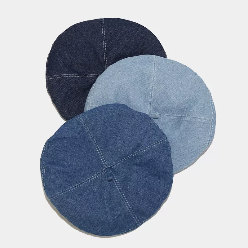 Vintage Style Denim Beret Hat, image 3