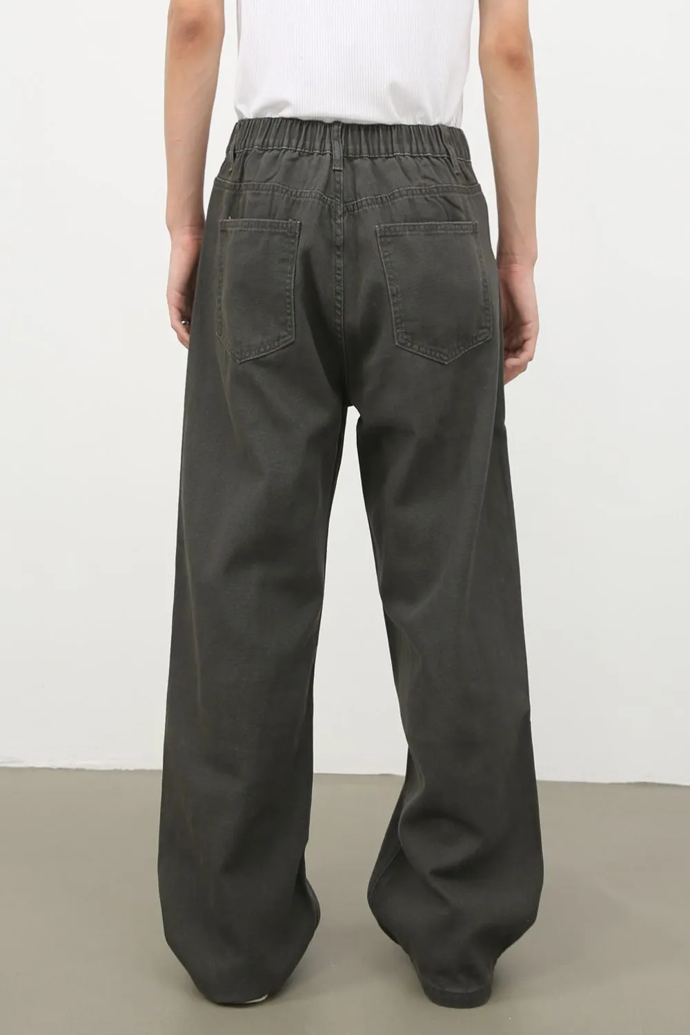 Men's Half Elastic Waist Jeans with Pockets, image 3