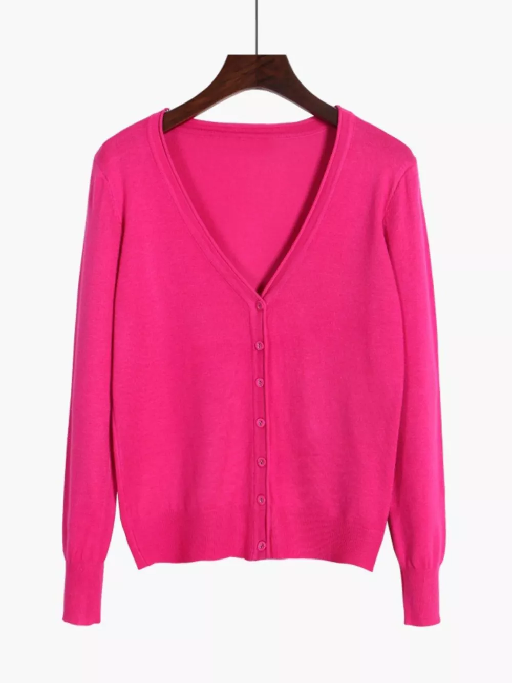 Classic V-Neck Button-Down Knit Cardigan, image 80