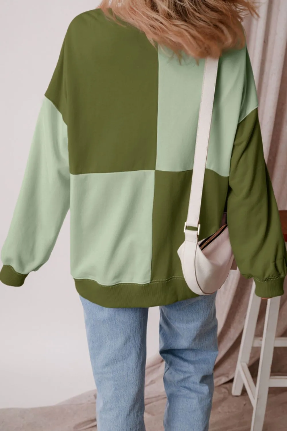 Color Block Half Button Long Sleeve Sweatshirt, image 15