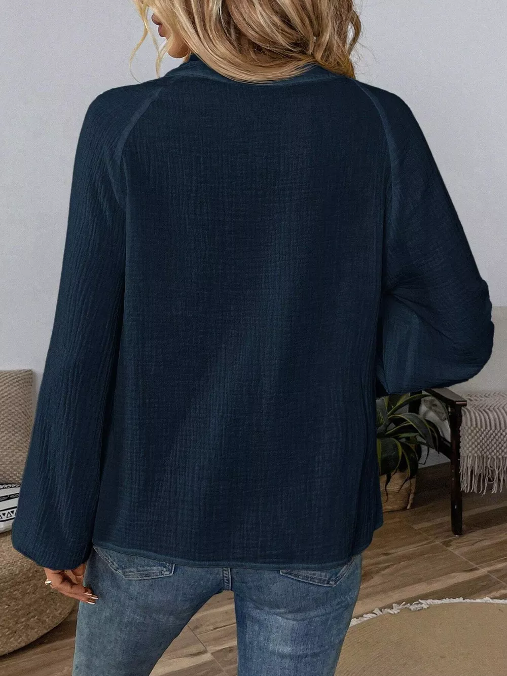 Paisley Notched Balloon Sleeve Blouse, image 12