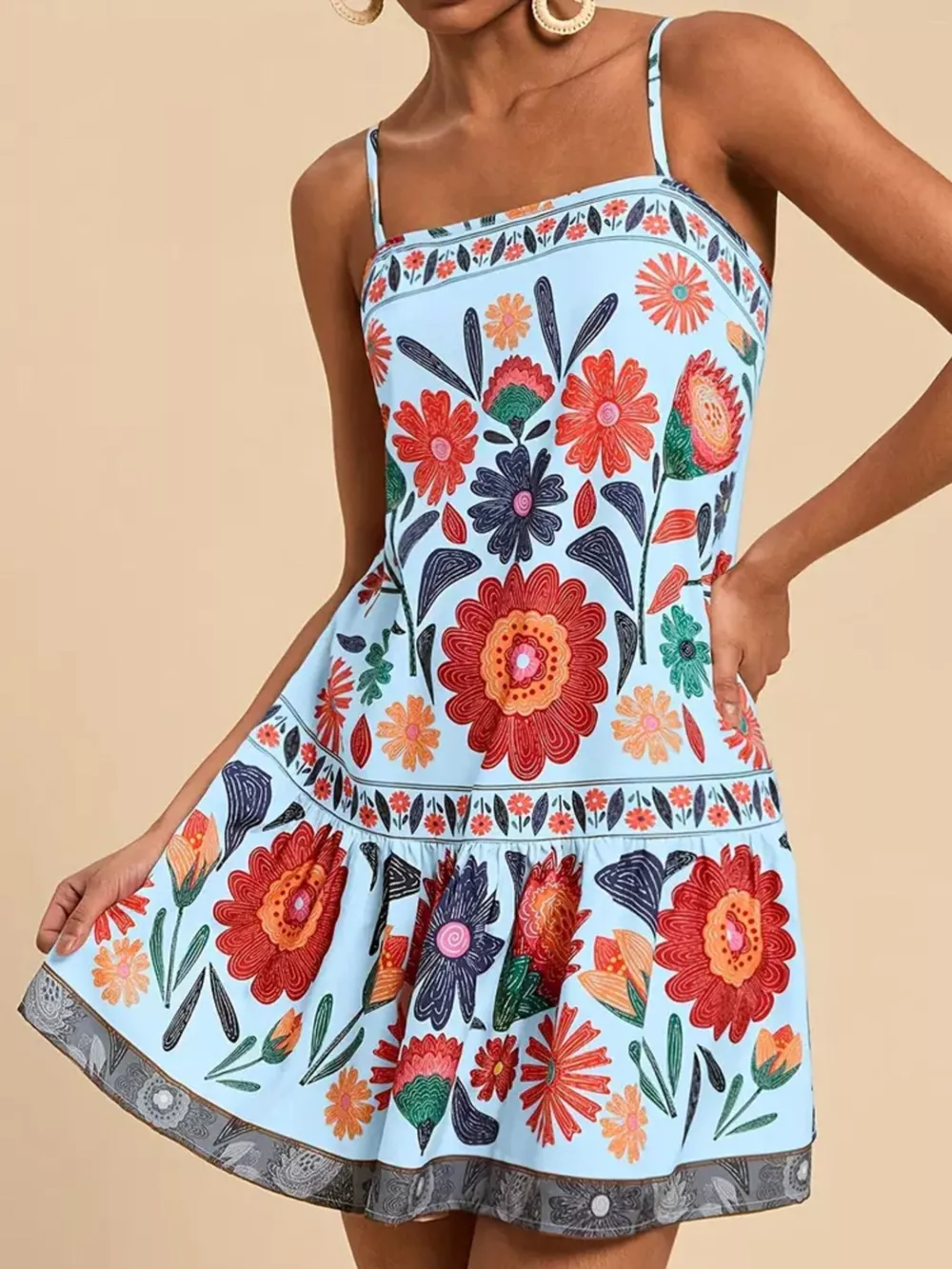 Floral Print Sleeveless Mini Dress, image 9