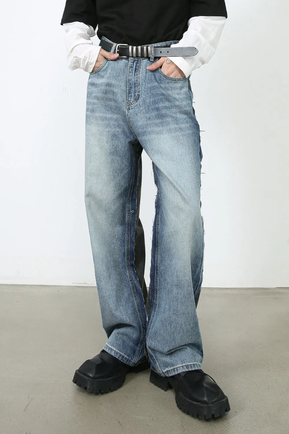 Men's Contrast Loose Fit Jeans