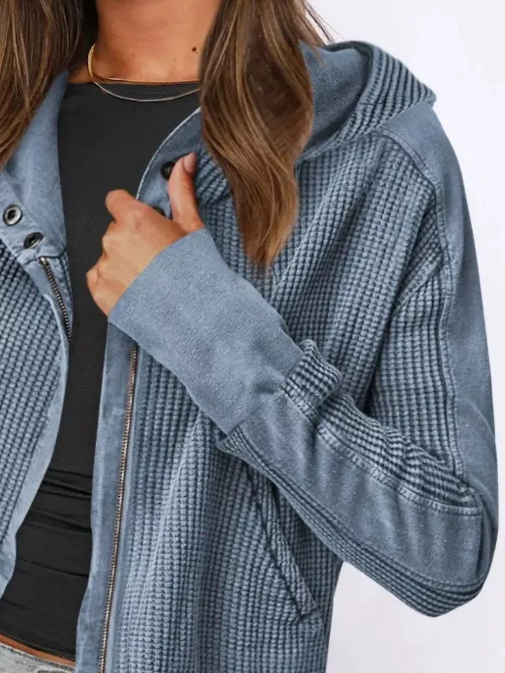 Waffle Knit Zip-Up Jacket, image 16