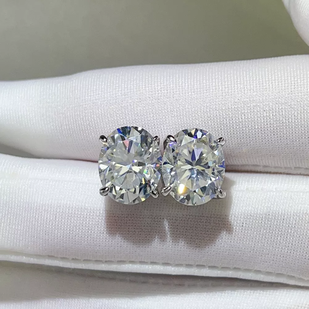 10 Carat 925 Sterling Silver Moissanite Earrings, image 3