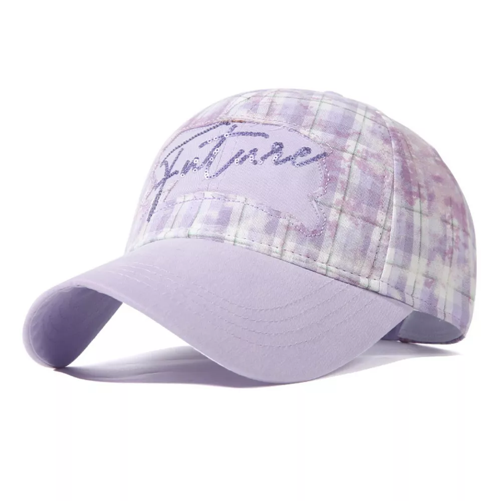 Plaid Baseball Cap with Sequin Detail, image 6