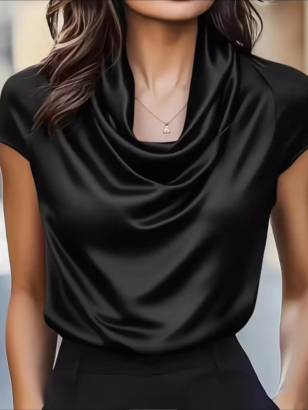 Satin Cowl Neck Blouse, image 9