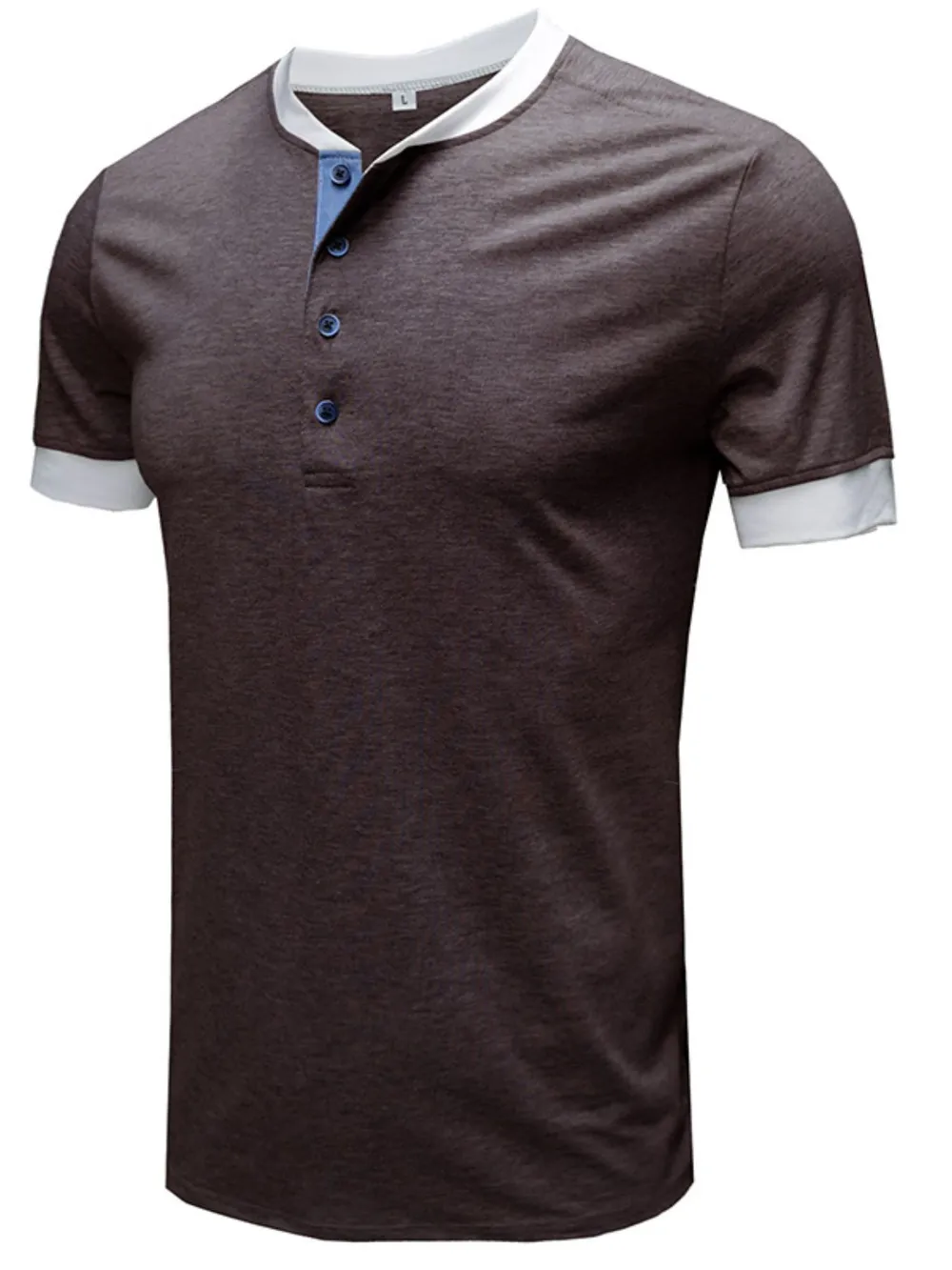 Men's Contrast Trim Henley Top, image 3