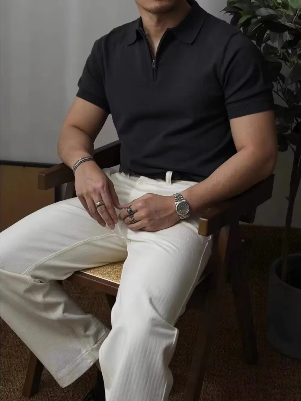 Men's Full Size Zip Collar Short Sleeve Polo Plus SIze, image 4