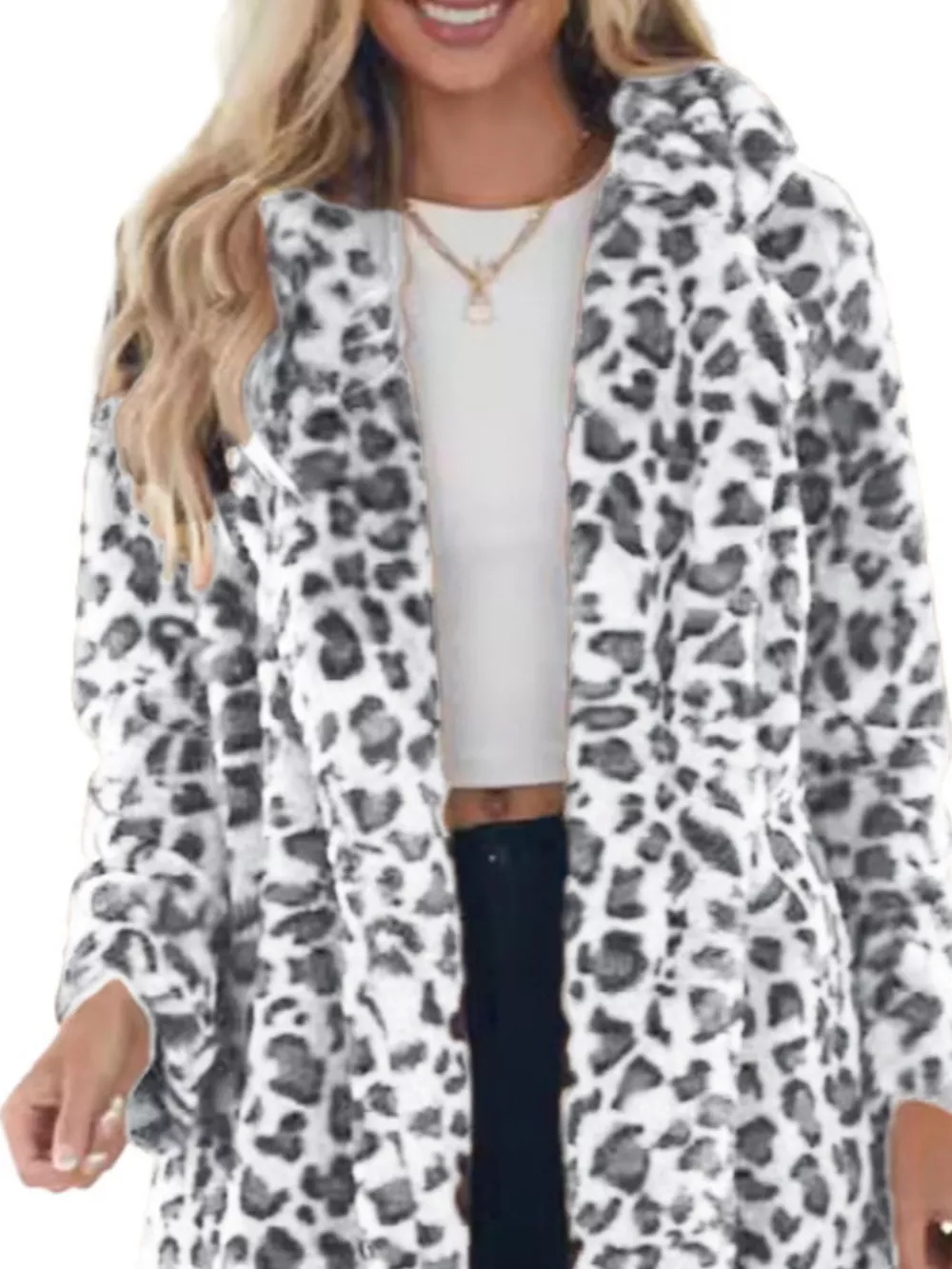 Full Size Leopard Open Front Outerwear Plus Size, image 8