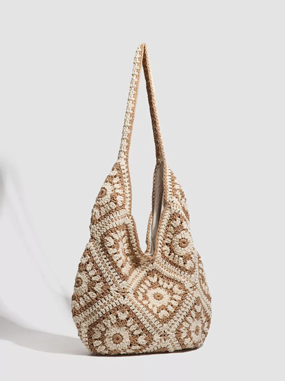 Boho Chic Crochet Granny Square Shoulder Bag, image 2