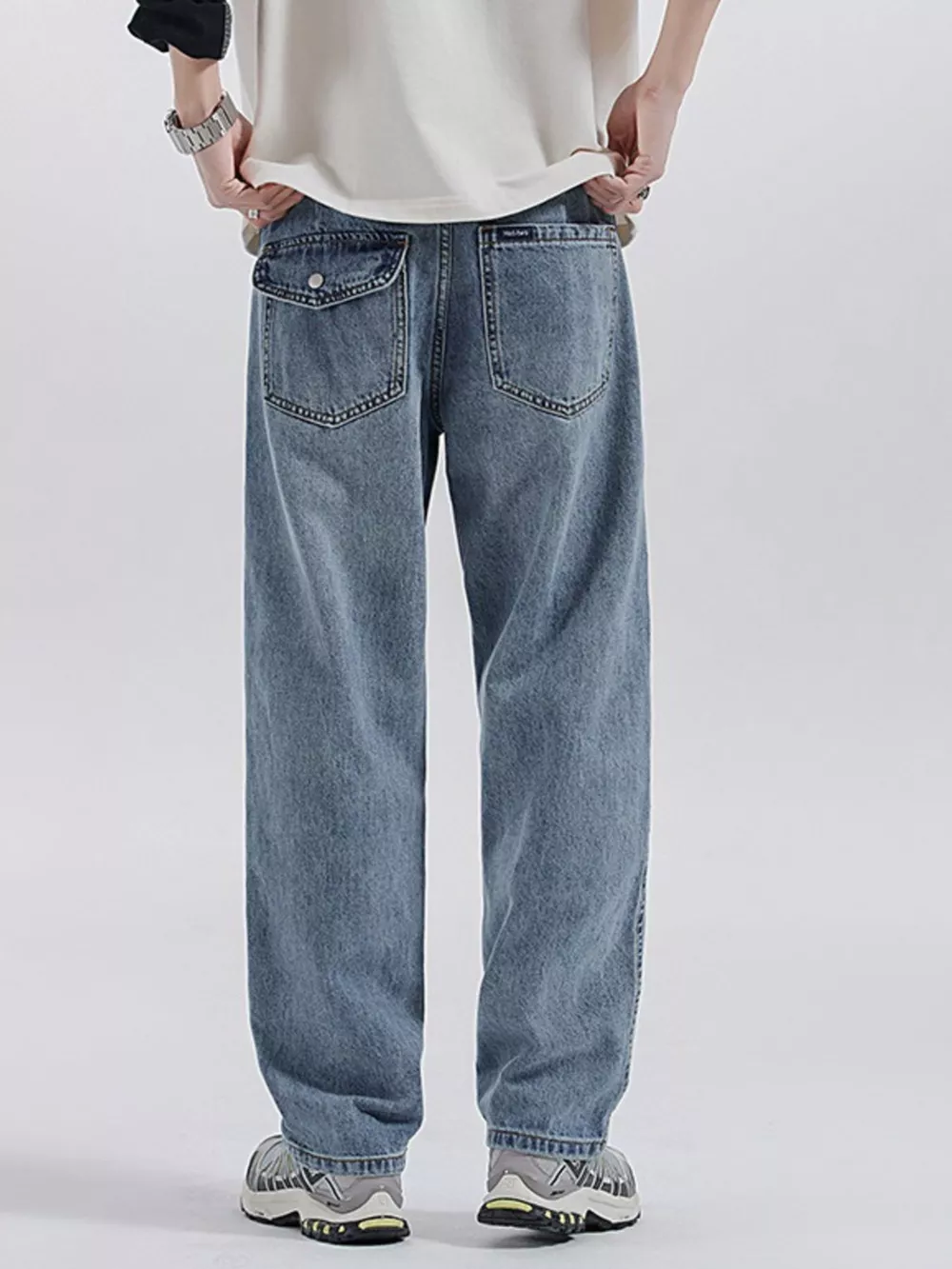 Men's Washed Wide Leg Jeans, image 6