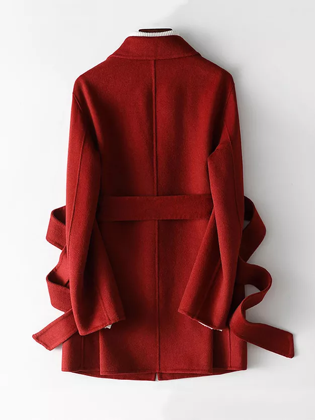Double-Sided Wool Coat with Belted, image 15