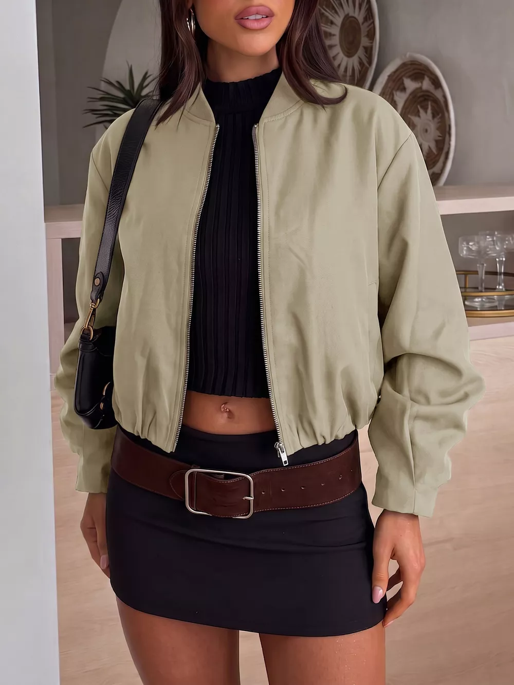 Zip-Up Dropped Shoulder Jacket, image 8