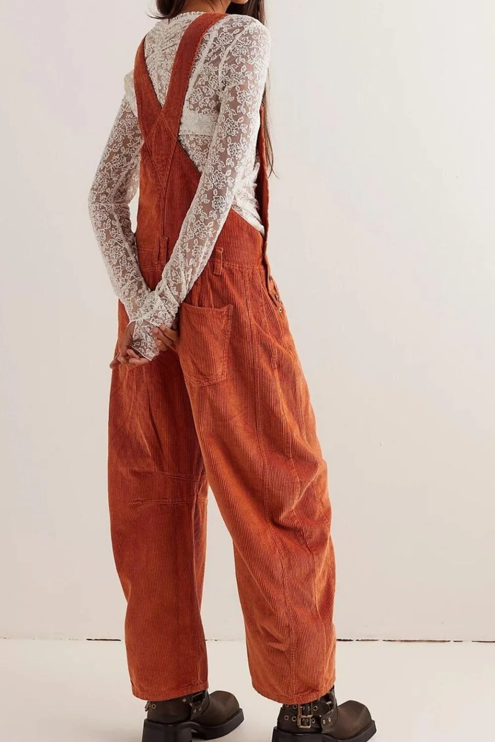 Corduroy Wide-Leg Overall with Adjustable Straps, image 9