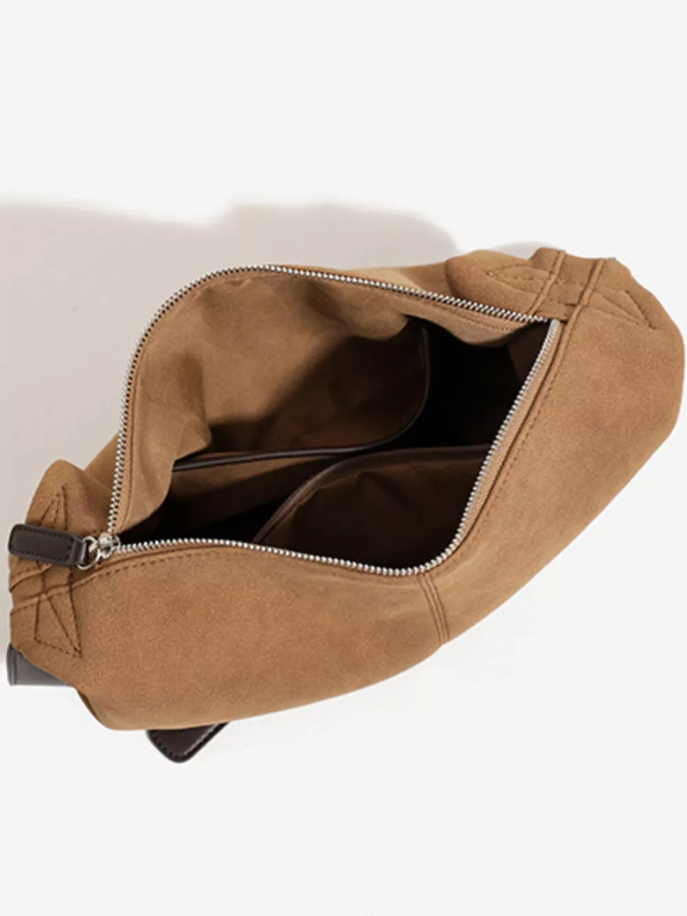 Vintage Suede Crescent Shoulder Bag with Adjustable Strap, image 7
