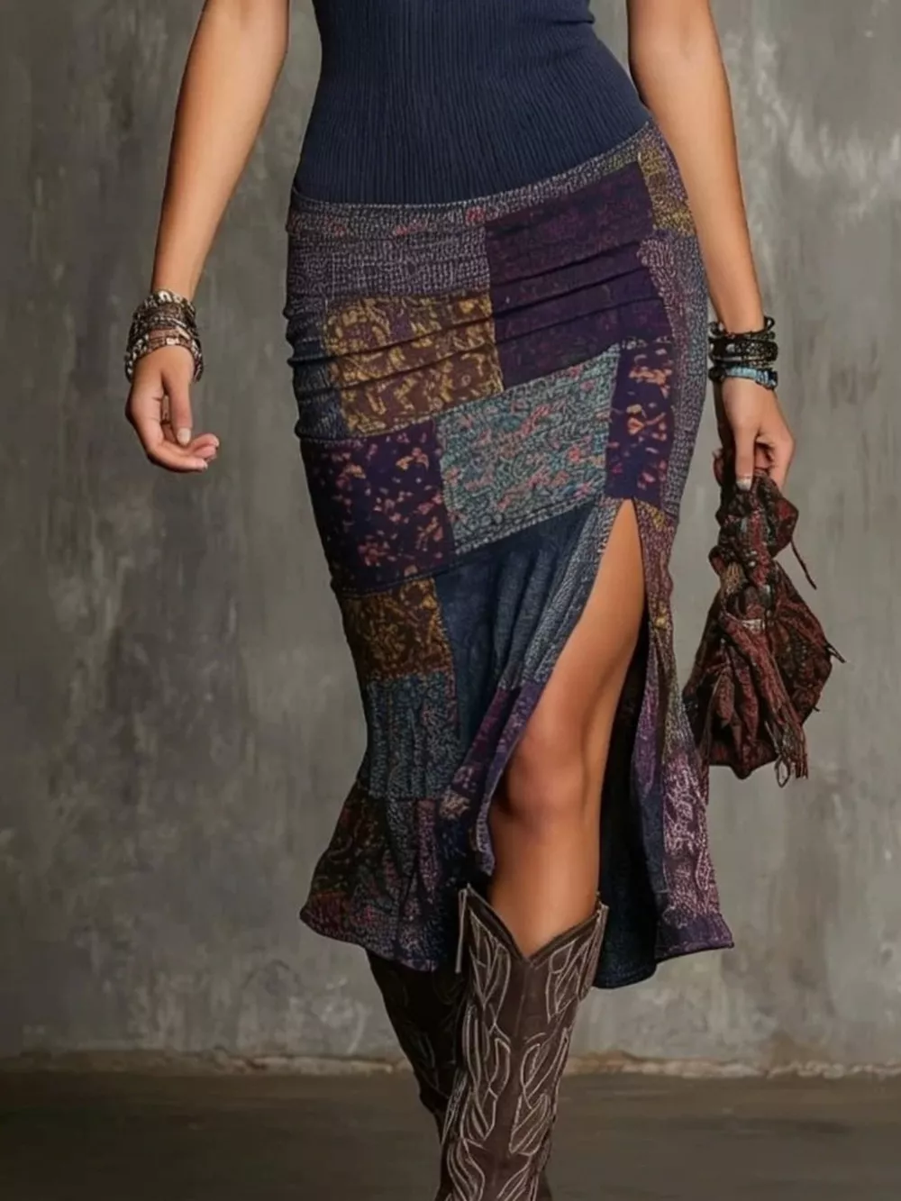 Slit Printed Sleeveless Midi Dress, image 12