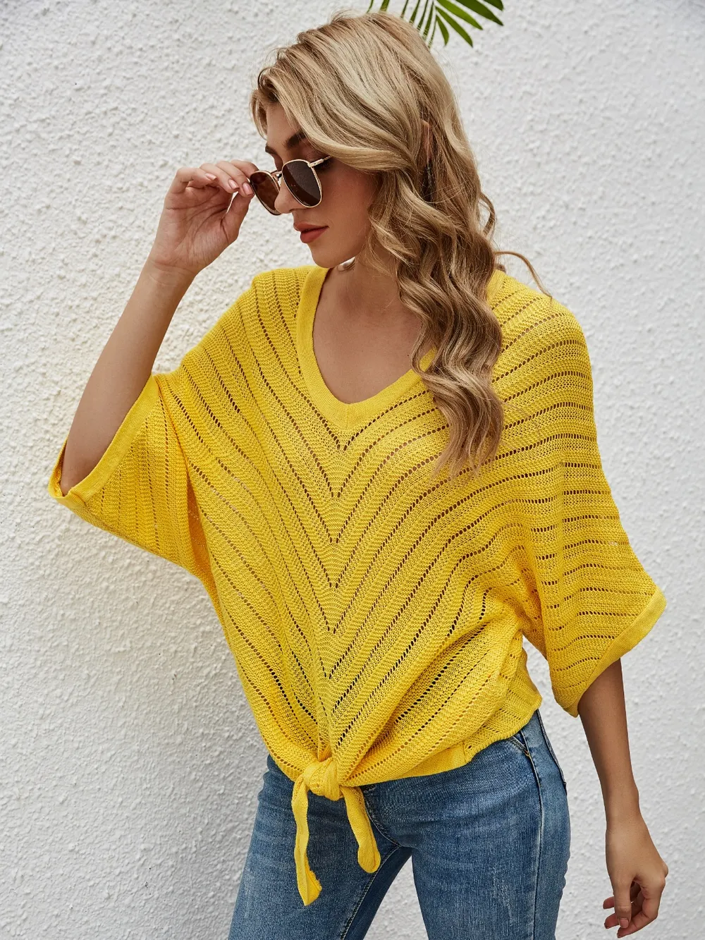 Openwork Batwing Sleeve Cover-Up, image 9