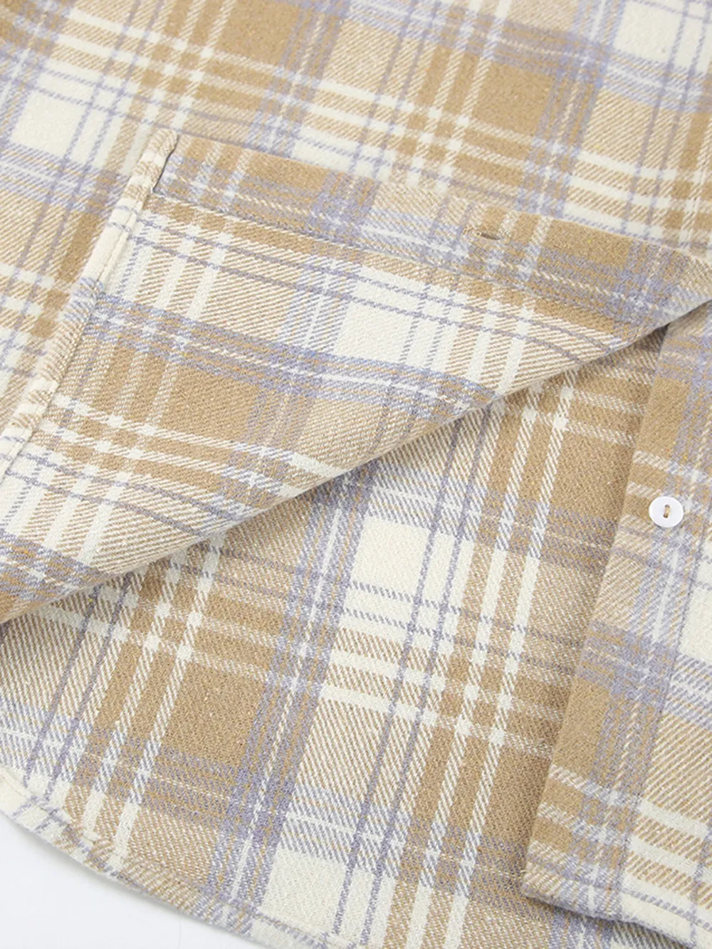 Plaid Collared Neck Dropped Shoulder Shirt, image 5