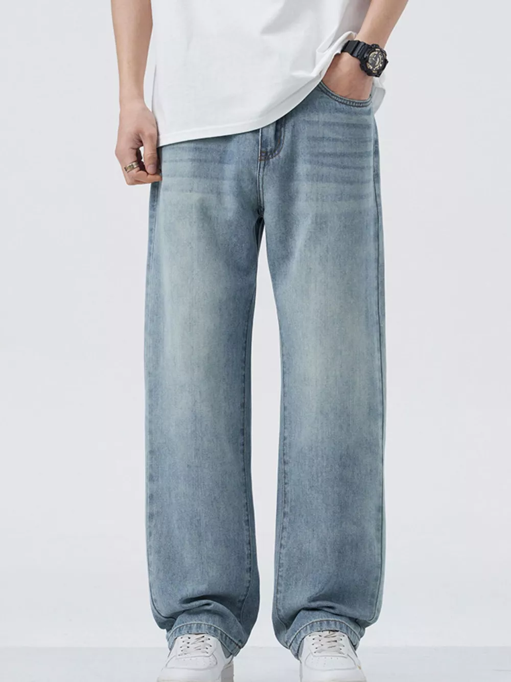 Men's Wide Leg Relaxed Fit Jeans, image 3