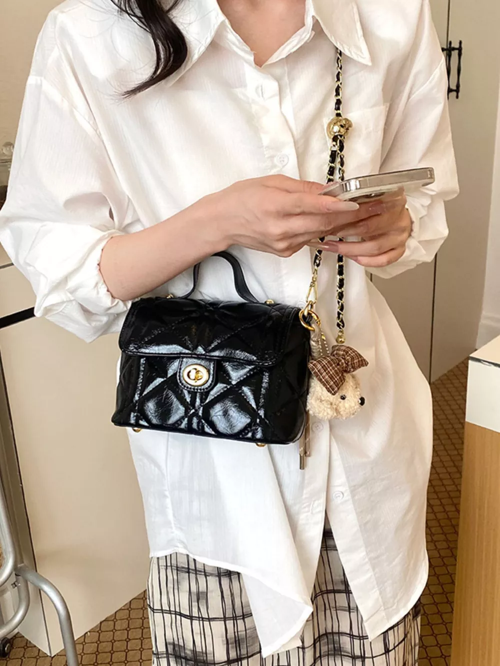 Quilted Leather Crossbody Bag, image 2