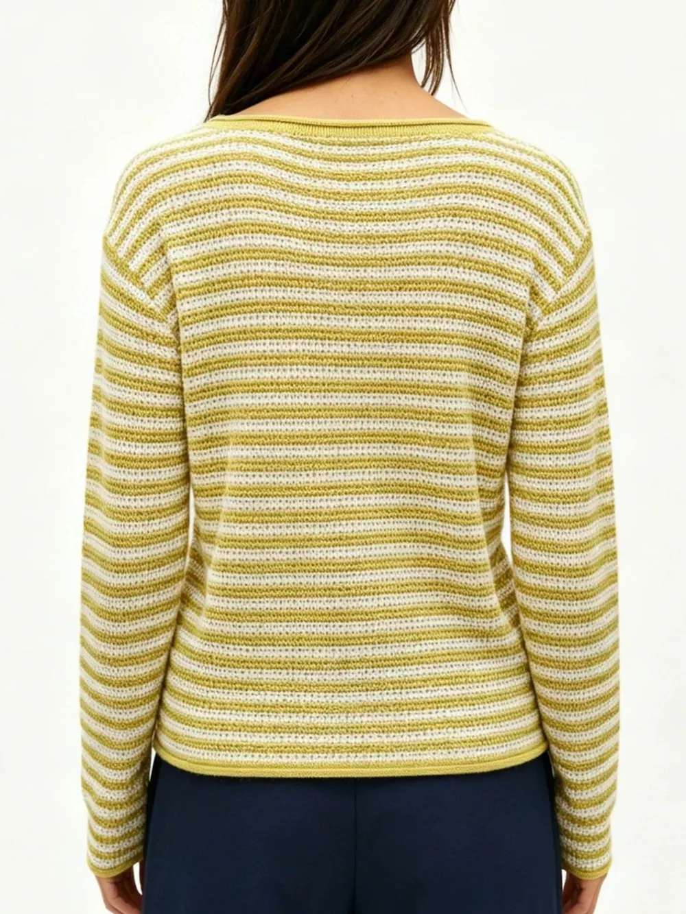 Striped Boat Neck Knit Sweater, image 14