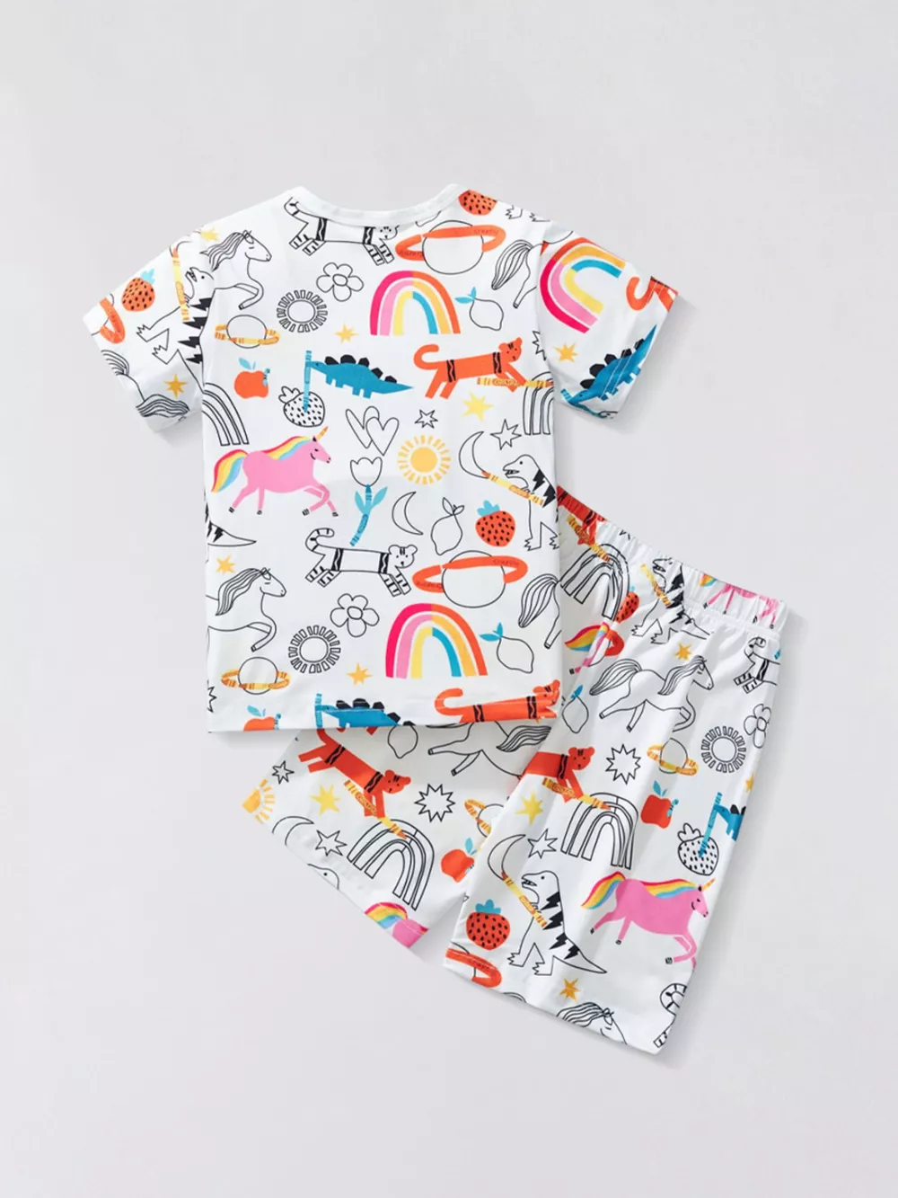 Children's Cartoon Print Short Sleeve Tee and Shorts Set, image 2