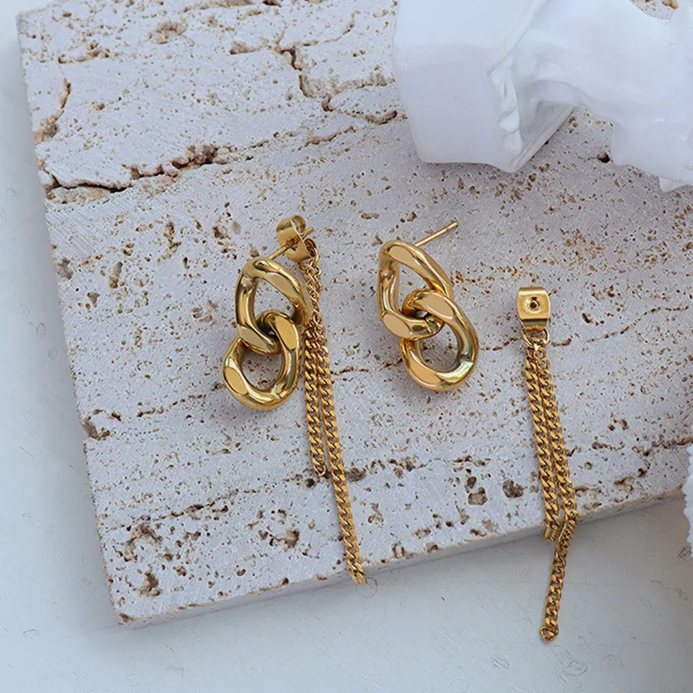 Titanium Steel Chain Shape Earrings, image 3