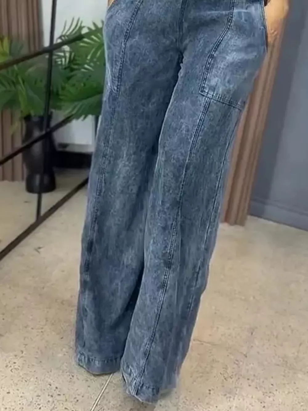 Full Size Vintage Wash Wide Leg Denim Overalls Plus Size, image 6