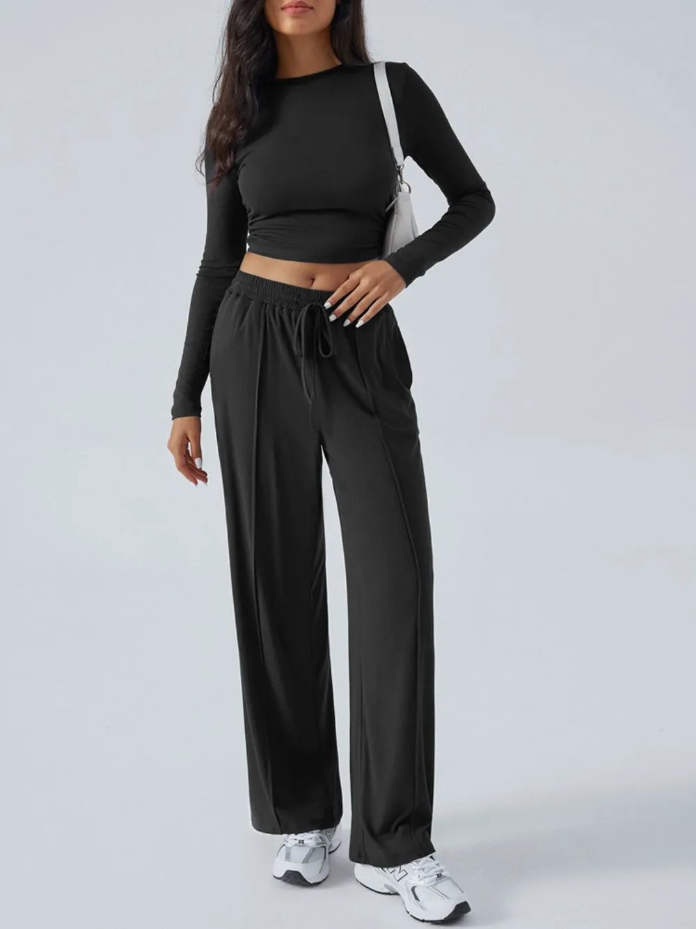 Round Neck Long Sleeve Top and Pants Set, image 15