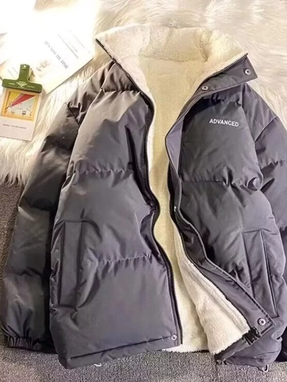 Men's Plus Size Zip Up Padded Winter Coat, image 4