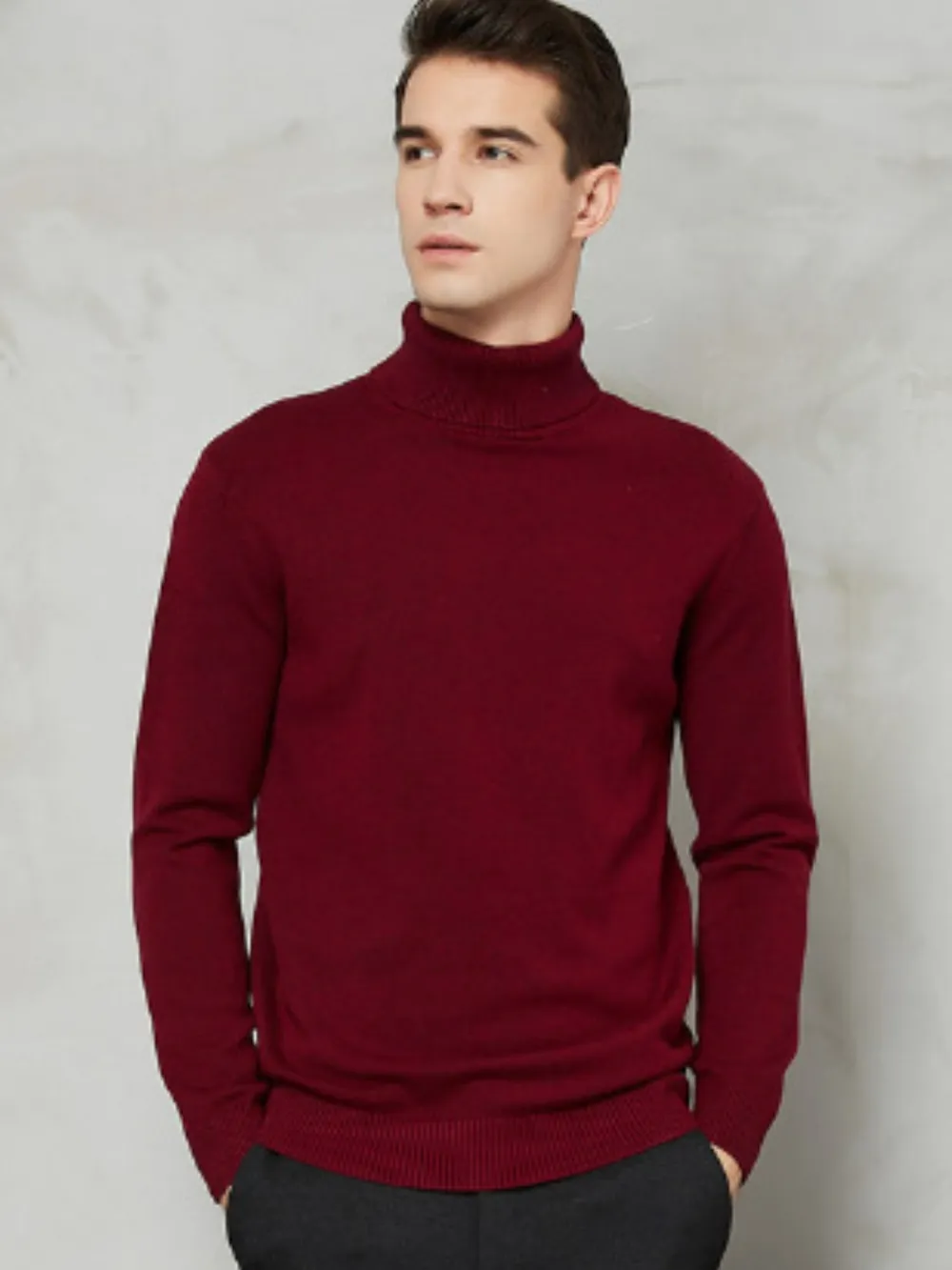 Men's Plus Size Turtleneck Long Sleeve Sweater, image 10