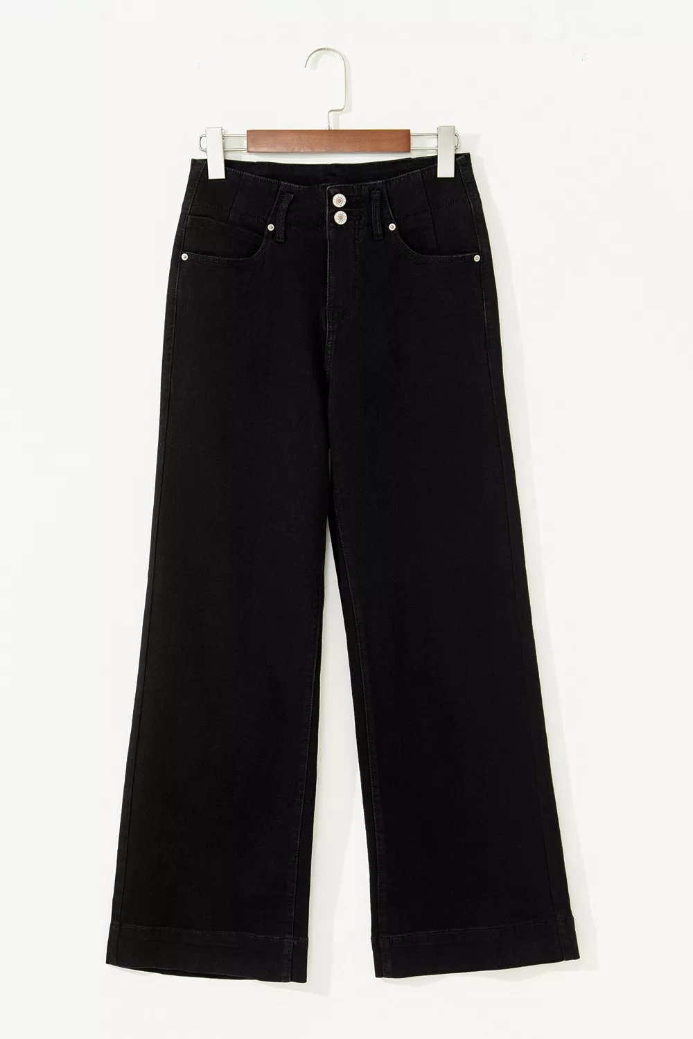 2-Button High Waist Flared Bottom Jeans, image 6