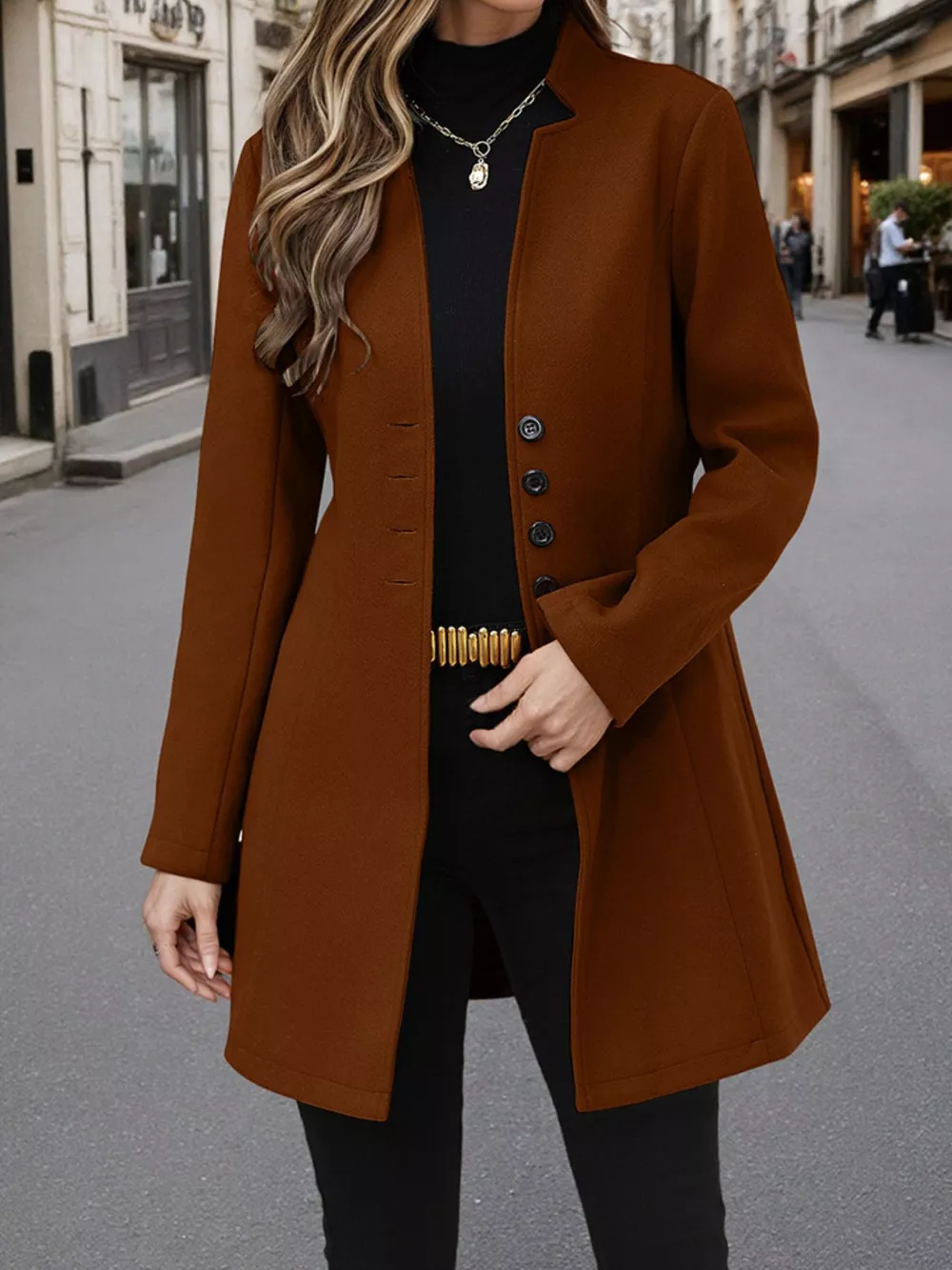 Button Up Long Sleeve Coat, image 5