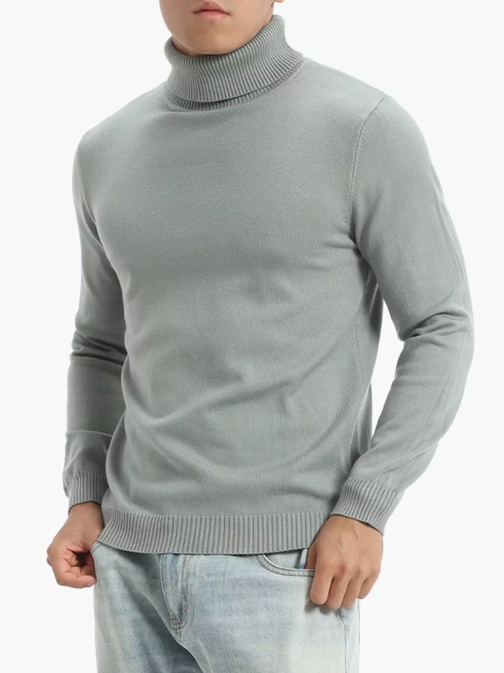 Men's Plus Size Turtleneck Long Sleeve Sweater, image 12