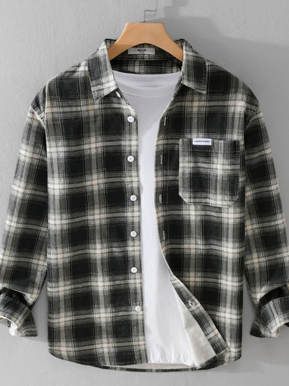 Men's Plus Size Plaid Button Up Long Sleeve Shirt, image 3