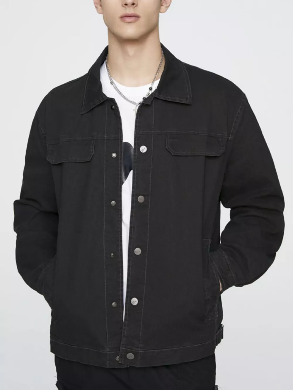 Men's Plus Size Button Up Long Sleeve Jacket, image 2