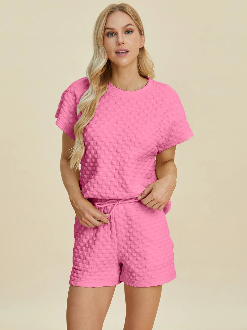 Full Size Texture T-Shirt and Shorts Set, image 10