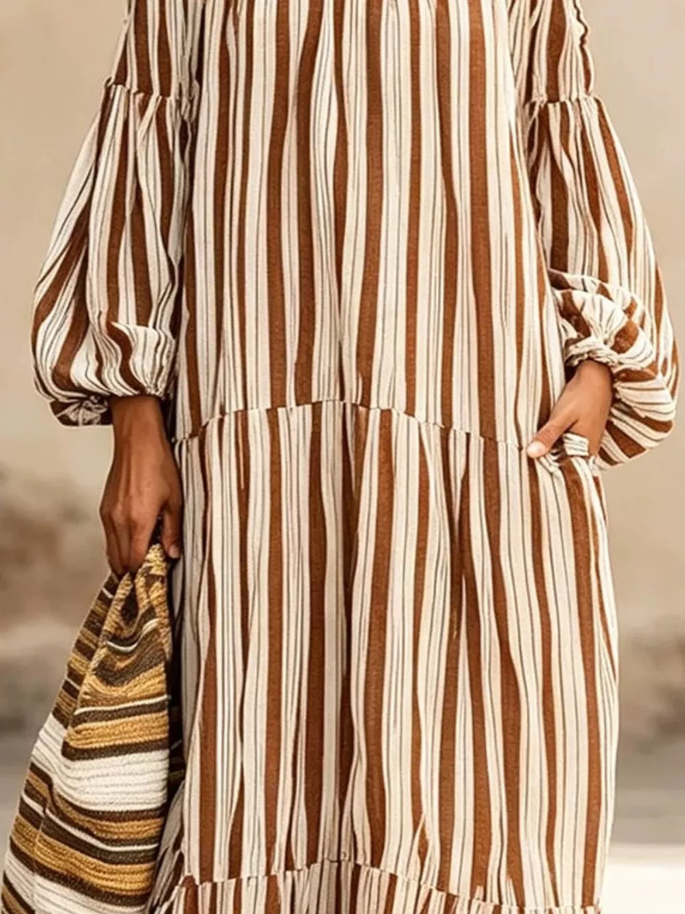 Off-Shoulder Striped Maxi Dress, image 15